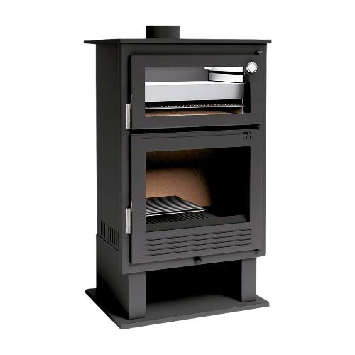 ESTUFA DE LEÑA CON HORNO CERRADO EN ACERO INOXIDABLE MODELO CH-8