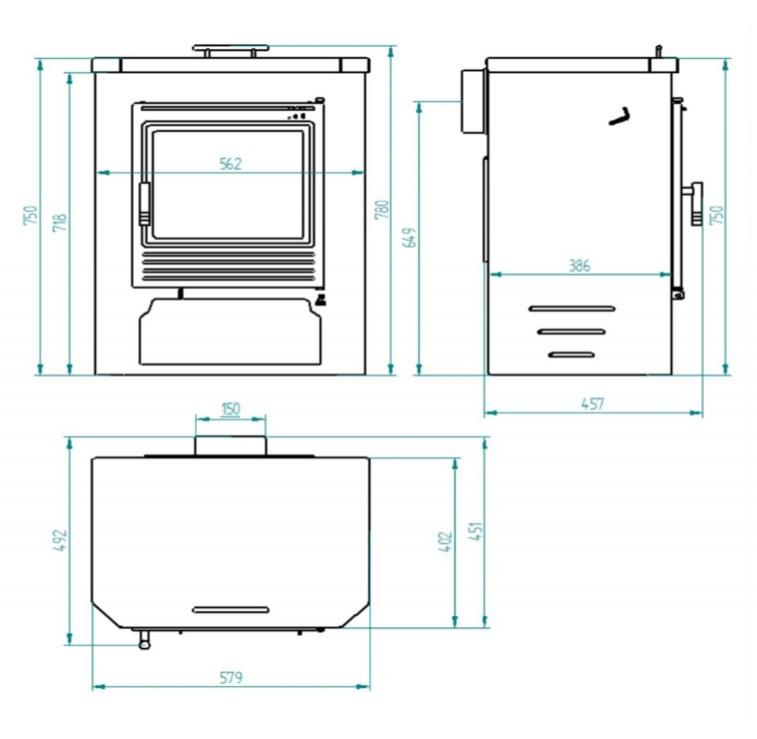 ESTUFA DE LEÑA FRONTAL CON HORNO CALIENTA PLATOS M-102 15KW – image 2