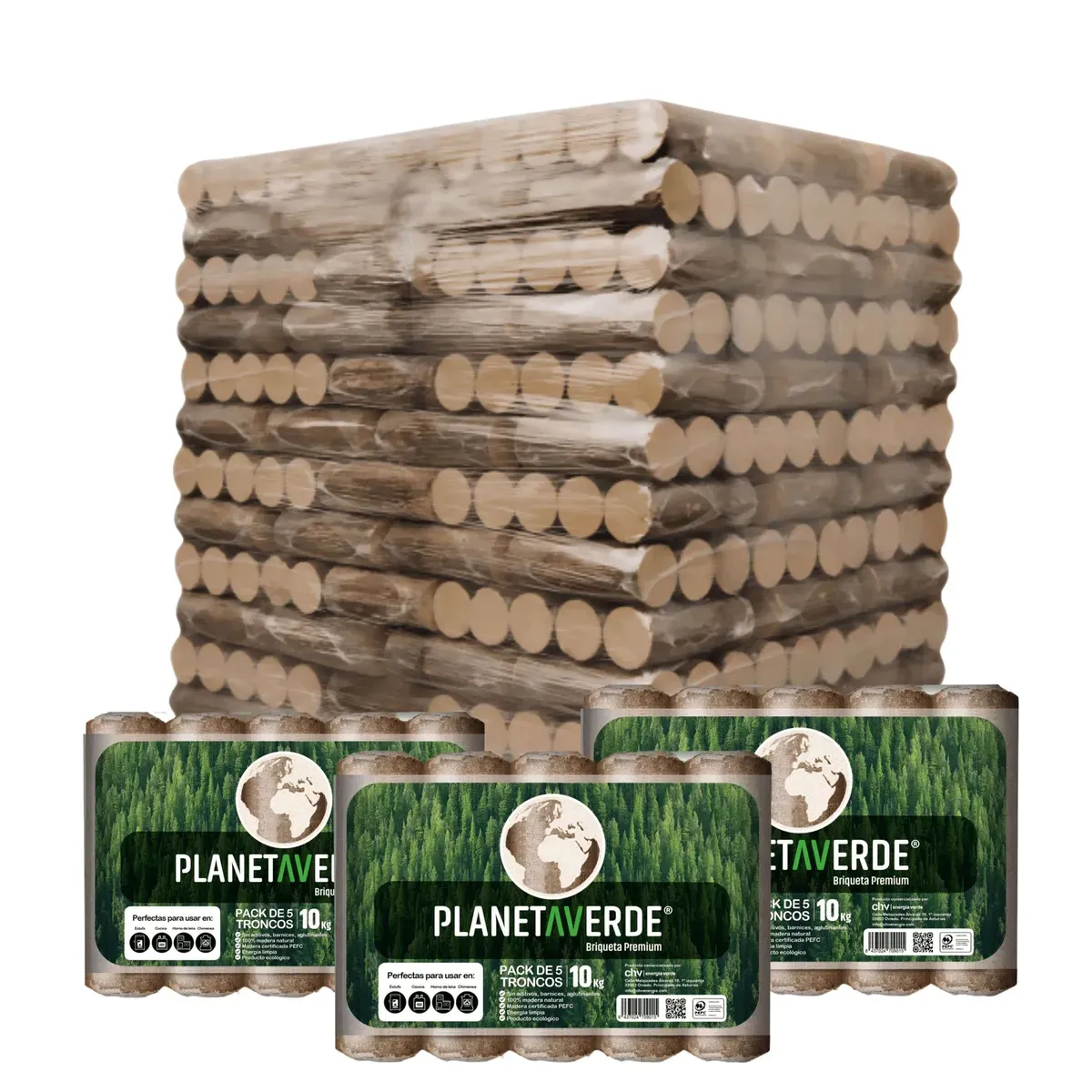 Briquetas de madera planeta verde 104 paquetes
